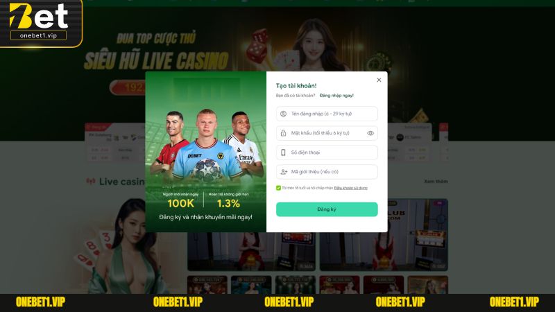 Hướng dẫn đăng ký ONEBET trên thiết bị điện thoại cá nhân